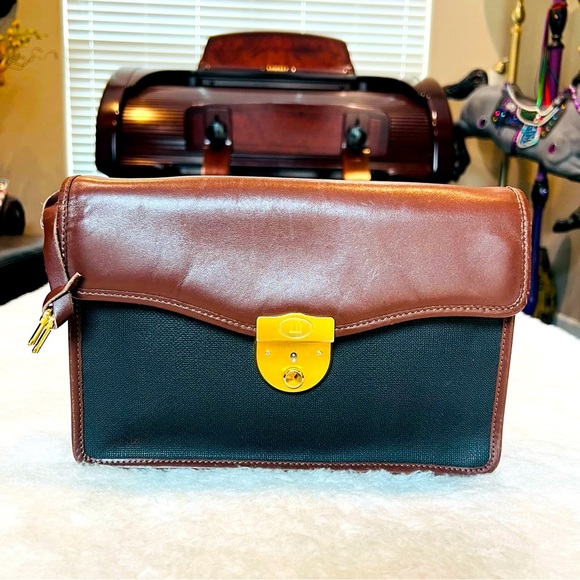 Dunhill Vintage pVC 2 tone Brown/Black PVC Leather Clutch Bag w/ 2 keys - Picture 3 of 16